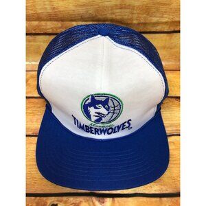 NOS Vintage MINNESOTA TIMBERWOLVES Mesh Trucker Snapback Hat (a78)